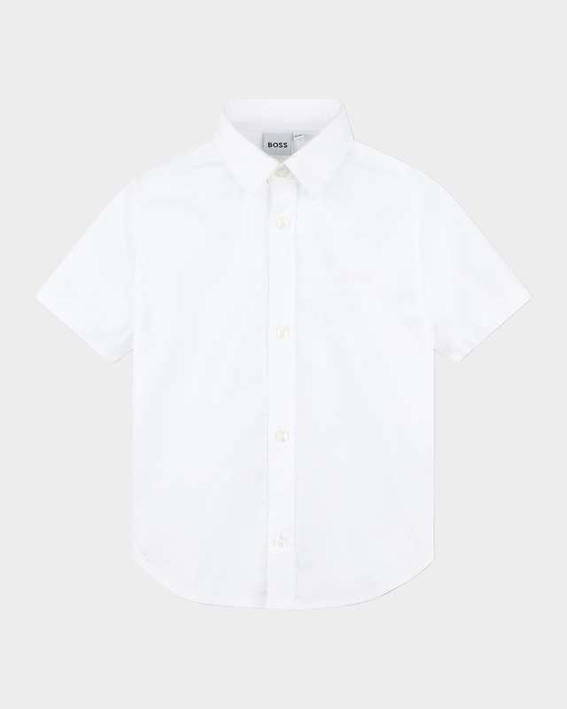Boy's Logo Embroidered Button Down Shirt, Size 4-5